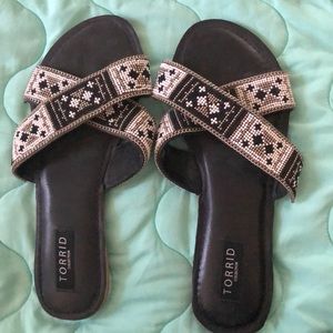 TORRID black sandals with unique straps